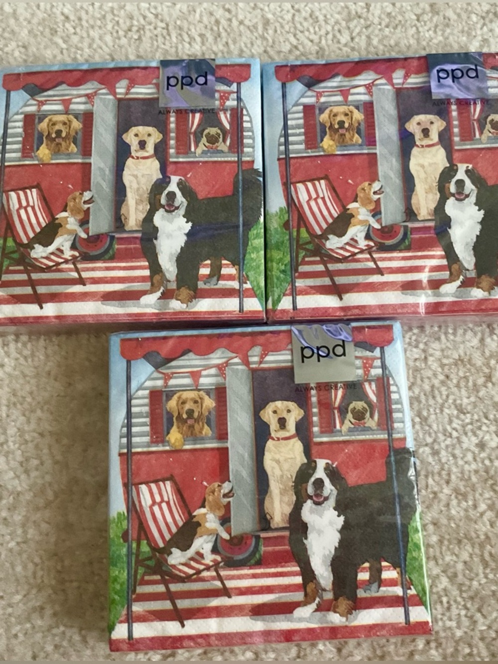 NWT 3 Packs Camper Dog Cocktail Napkins
